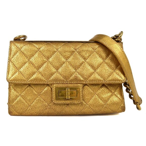 Chanel Gold Calfskin Mademoiselle Lock Shoulder Bag NQ00758 - Picture 1 of 9